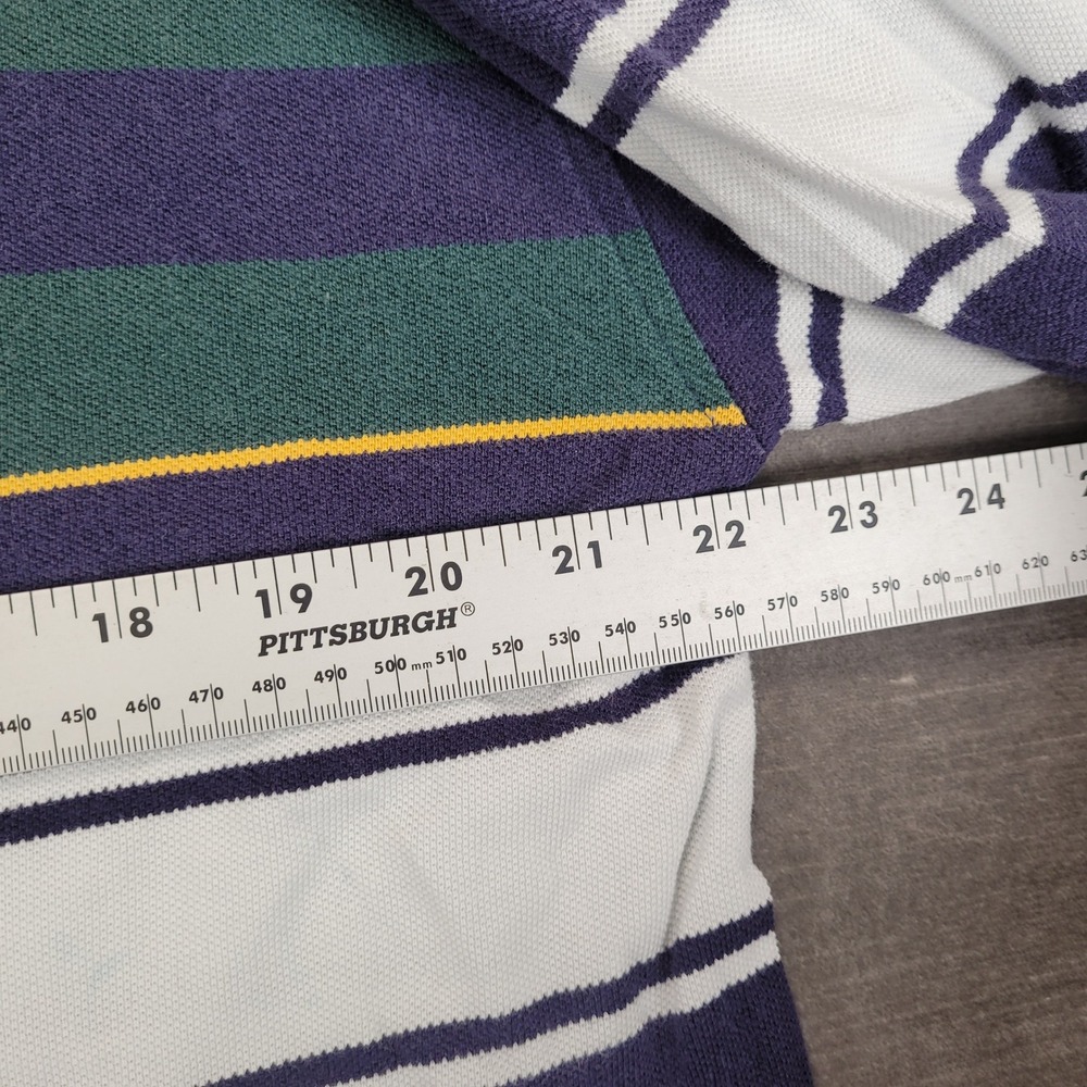 Tommy Hilfiger Y2K Mens XL Long Sleeve Striped Polo Shirt Blue Green White Rugby - Picture 6 of 6
